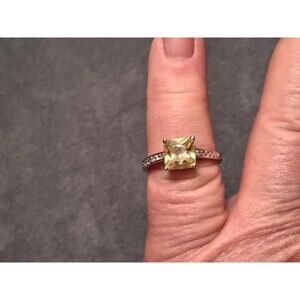 Vintage 18K EP Yellow Stone Cocktail Ring Womens Size 9